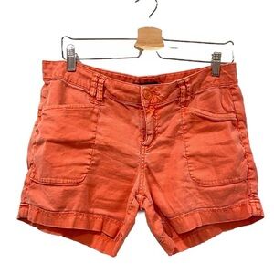 LEVEL‎ 99 Anthropologie Womens sz 31 Pink Coral Linen Blend Cuffed Hem Shorts